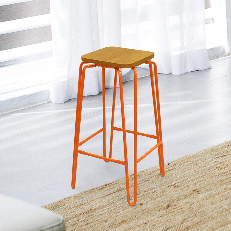 Hairpin Bar Stool with Solid Wood Seat