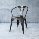 Heritage Industrial Metal Arm Chair with Slat Back