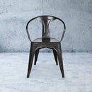Heritage Industrial Metal Arm Chair with Slat Back