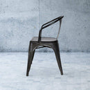 Heritage Industrial Metal Arm Chair with Slat Back