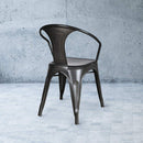 Heritage Industrial Metal Arm Chair with Slat Back