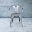 Heritage Industrial Metal Arm Chair with Slat Back