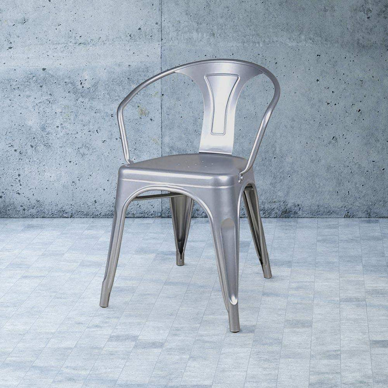 Heritage Industrial Metal Arm Chair with Slat Back