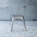 Heritage Industrial Metal Arm Chair with Slat Back