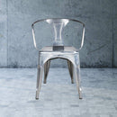 Heritage Industrial Metal Arm Chair with Slat Back