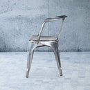 Heritage Industrial Metal Arm Chair with Slat Back