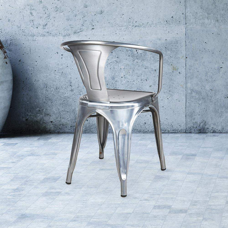 Heritage Industrial Metal Arm Chair with Slat Back