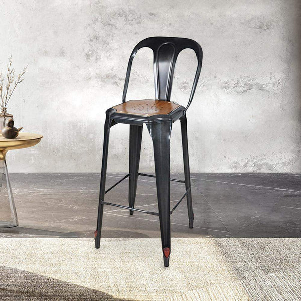 Marais Bar Stool #color_Gunmetal/Ash Brown